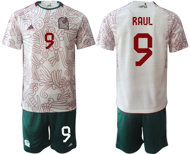 Men 2022 World Cup National Team Mexico away white 9 Soccer Jerseys